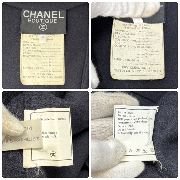 CHANEL Vintage 95A CC Mark Logo Long Coat Jacket #38 Cashmere Dark Blue [106373] - Picture 12 of 12